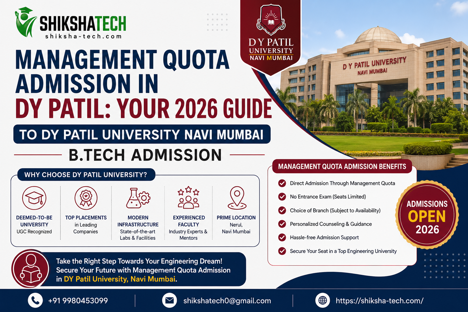 Management Quota Admission in DY Patil: Your 2026 Guide to DY Patil University Navi Mumbai B.Tech Admission