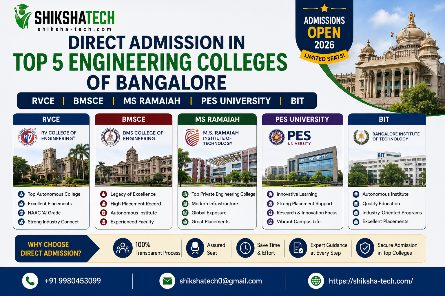 Direct Admission in Top 5 Engineering Colleges of Bangalore