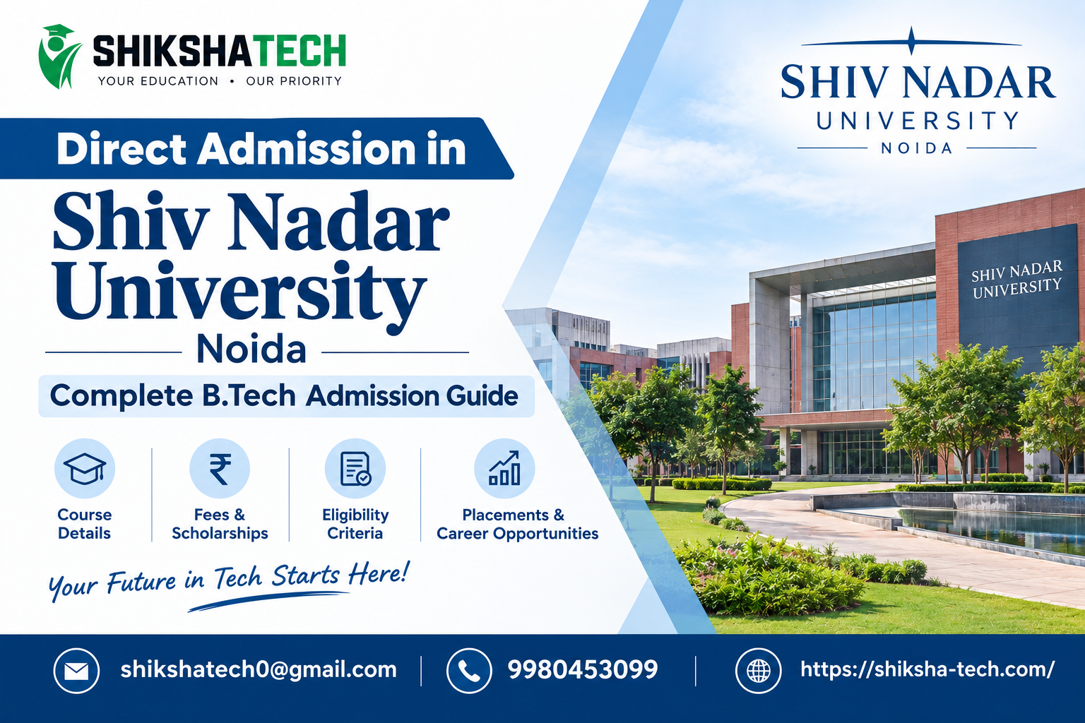 Direct Admission in Shiv Nadar University Noida 2027: Complete B.Tech Admission Guide